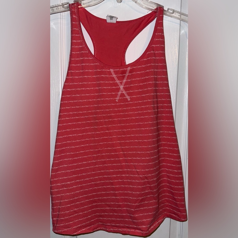 Calvin Klein Sleepwear Orange Logo Stripe Tank Top Size L